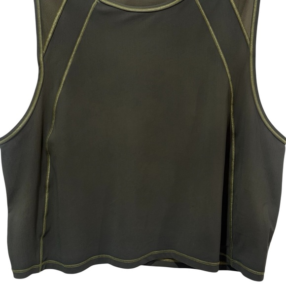 LuLuLemon Olive Green Mesh Detail Athletic Tennis Pickleball Crop Tank Size S/M - Picture 4 of 9